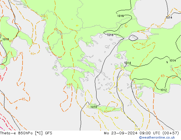 Theta-e 850hPa GFS  23.09.2024 09 UTC