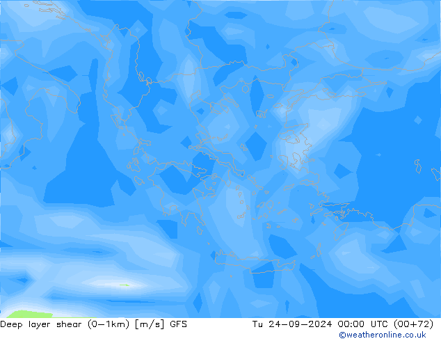 Deep layer shear (0-1km) GFS Eylül 2024