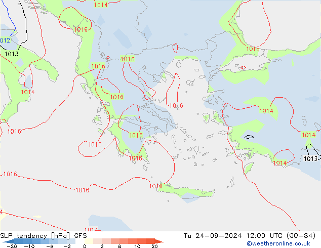 Tendenza di Pressione GFS mar 24.09.2024 12 UTC