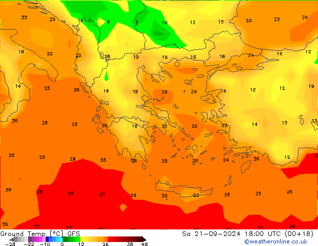 Topraküstü en düşük Sıc. GFS Cts 21.09.2024 18 UTC