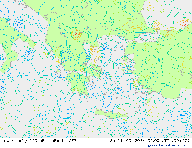 Vert. Velocity 500 hPa GFS sáb 21.09.2024 03 UTC