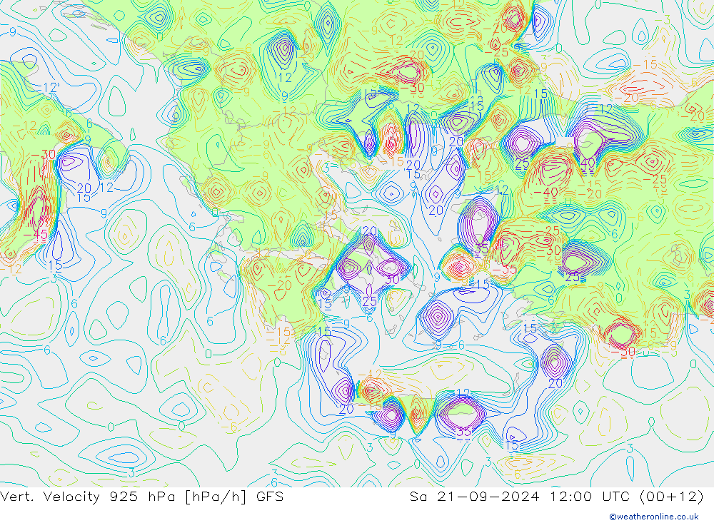 Vert. Velocity 925 гПа GFS сб 21.09.2024 12 UTC