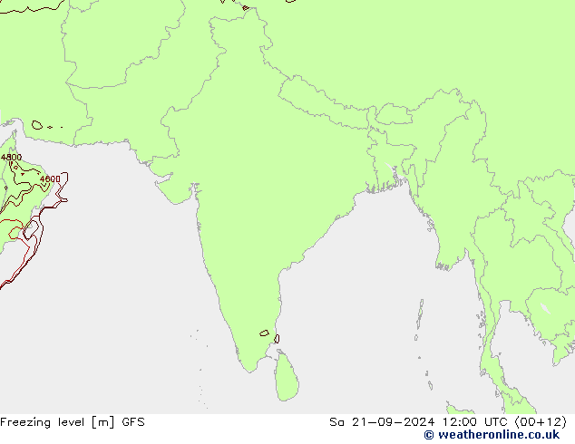 Freezing level GFS сб 21.09.2024 12 UTC