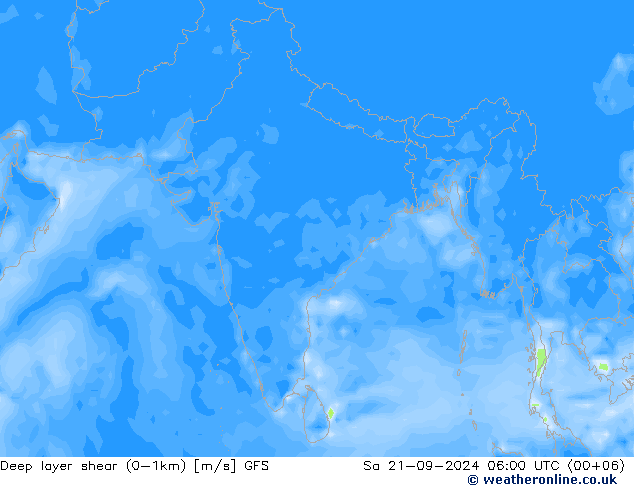 Deep layer shear (0-1km) GFS So 21.09.2024 06 UTC