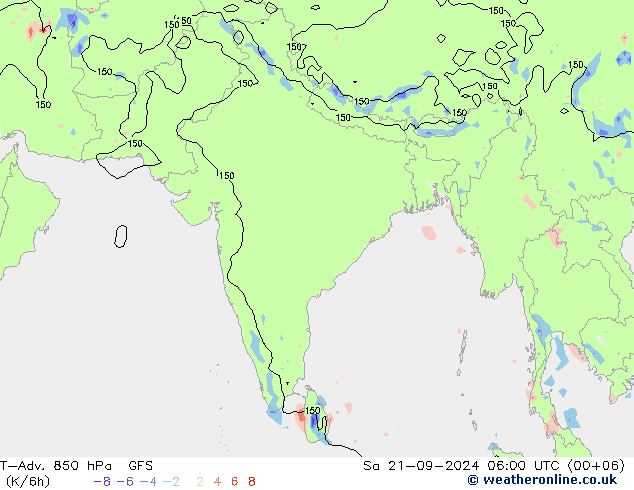 T-Adv. 850 hPa GFS Sa 21.09.2024 06 UTC