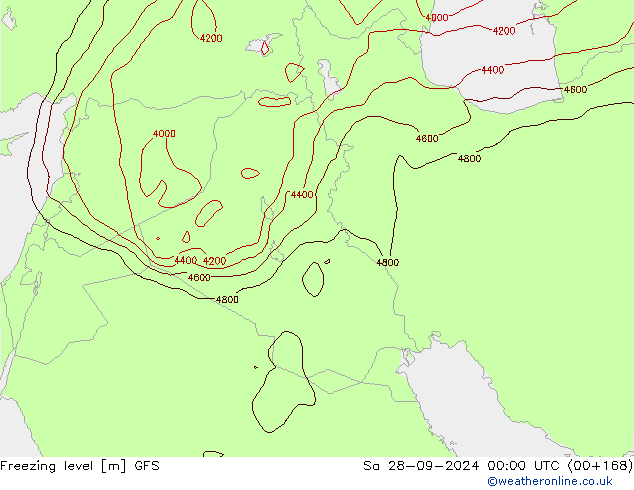 Freezing level GFS Sa 28.09.2024 00 UTC