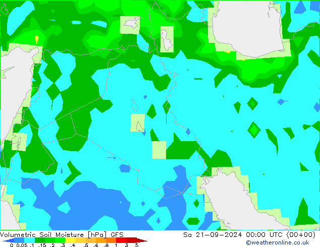 Volumetric Soil Moisture GFS Sáb 21.09.2024 00 UTC