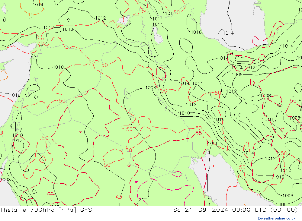 Theta-e 700hPa GFS za 21.09.2024 00 UTC