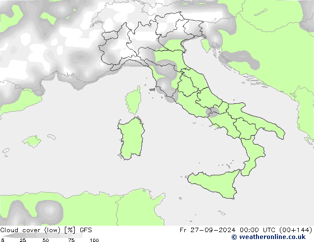 Bulutlar (düşük) GFS Cu 27.09.2024 00 UTC