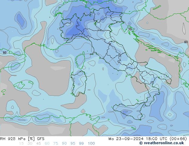 RH 925 hPa GFS  23.09.2024 18 UTC