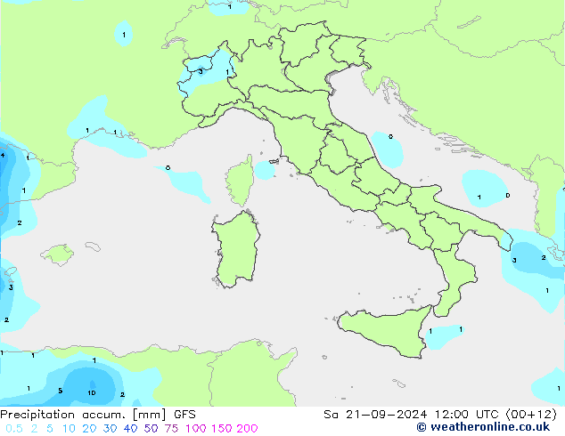 Précipitation accum. GFS sam 21.09.2024 12 UTC