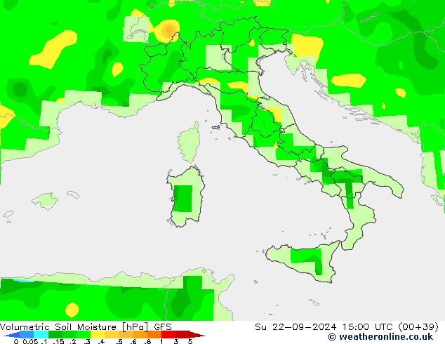 Volumetric Soil Moisture GFS  22.09.2024 15 UTC