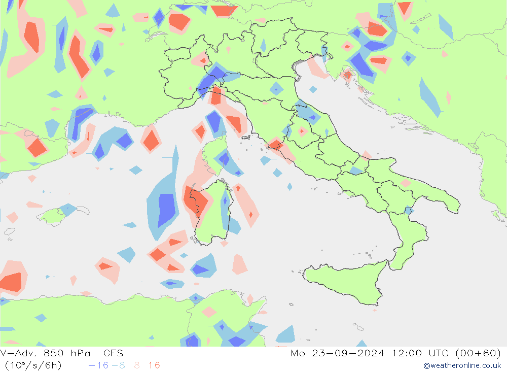 V-Adv. 850 hPa GFS  23.09.2024 12 UTC