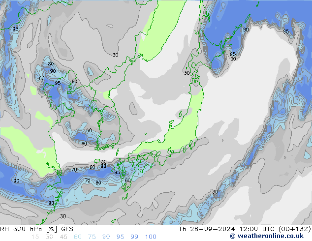 RH 300 hPa GFS Th 26.09.2024 12 UTC