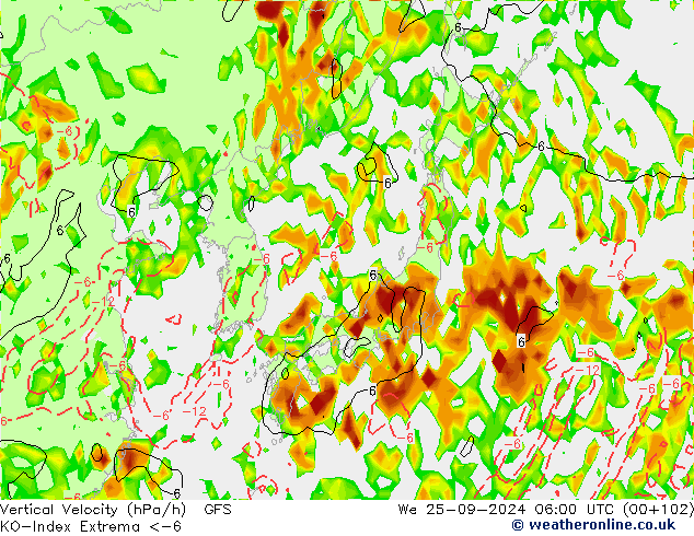 Konveksiyon - İndeks GFS Çar 25.09.2024 06 UTC