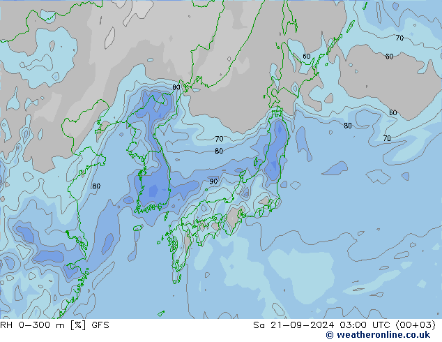 RH 0-300 m GFS Sa 21.09.2024 03 UTC