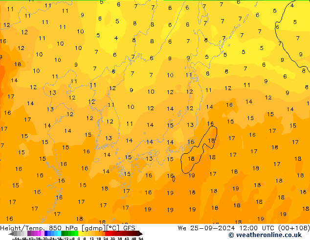 Height/Temp. 850 hPa GFS Září 2024