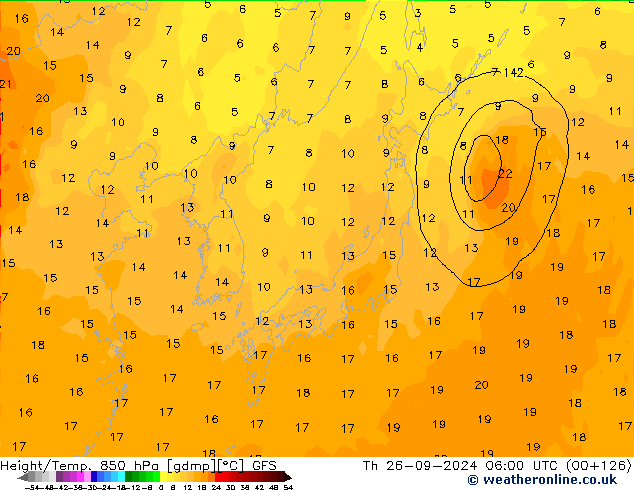 Z500/Rain (+SLP)/Z850 GFS Th 26.09.2024 06 UTC