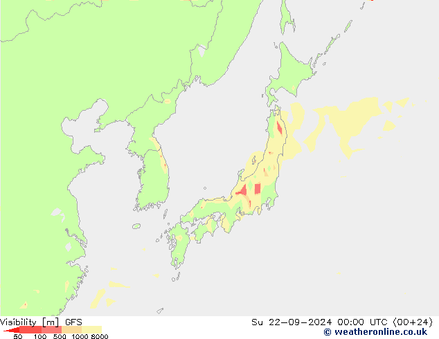 Visibility GFS Su 22.09.2024 00 UTC