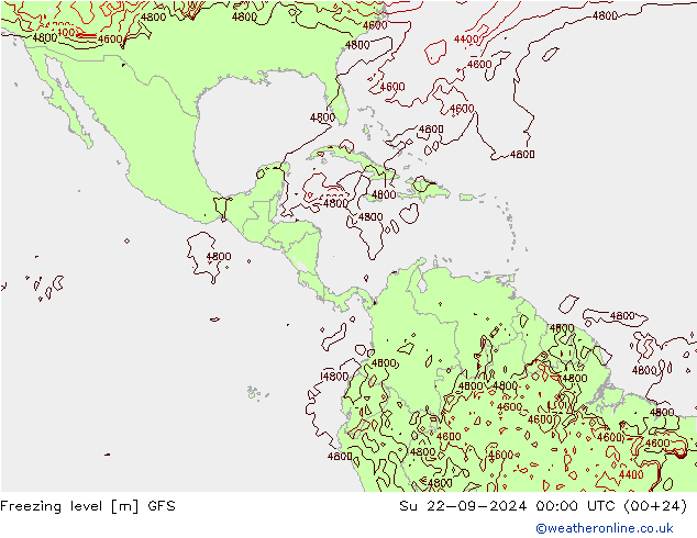 Nulgradenniveau GFS zo 22.09.2024 00 UTC