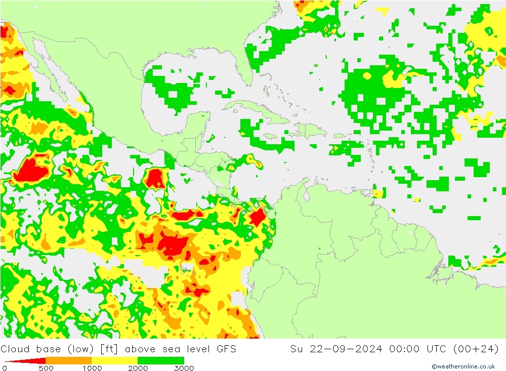 Cloud base (low) GFS Dom 22.09.2024 00 UTC