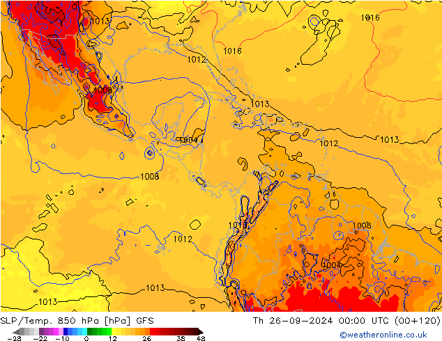 SLP/Temp. 850 hPa GFS do 26.09.2024 00 UTC