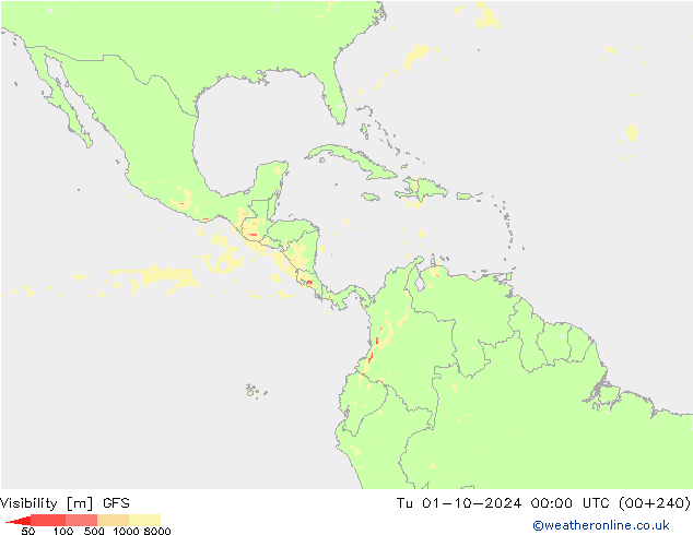 Visibility GFS Tu 01.10.2024 00 UTC