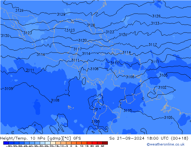 Yükseklik/Sıc. 10 hPa GFS Cts 21.09.2024 18 UTC