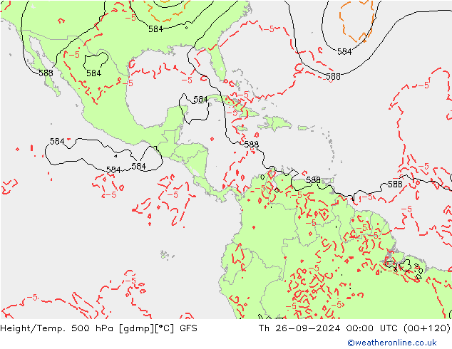 Z500/Rain (+SLP)/Z850 GFS чт 26.09.2024 00 UTC