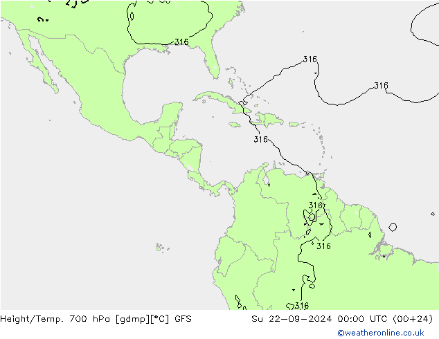 Height/Temp. 700 hPa GFS Su 22.09.2024 00 UTC