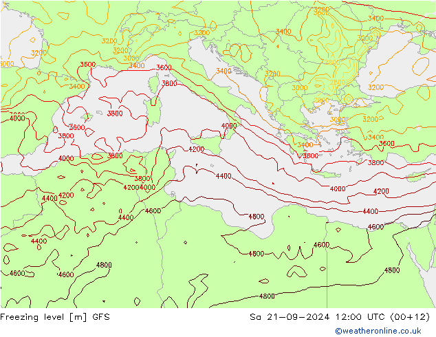 Freezing level GFS сб 21.09.2024 12 UTC