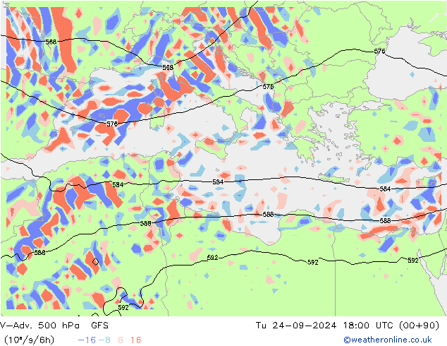 V-Adv. 500 hPa GFS  24.09.2024 18 UTC