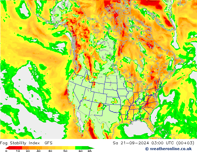 Fog Stability Index GFS Sa 21.09.2024 03 UTC