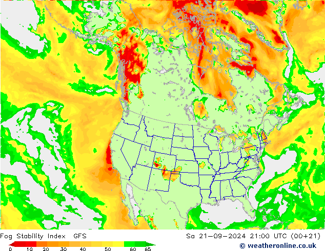 Fog Stability Index GFS Sa 21.09.2024 21 UTC