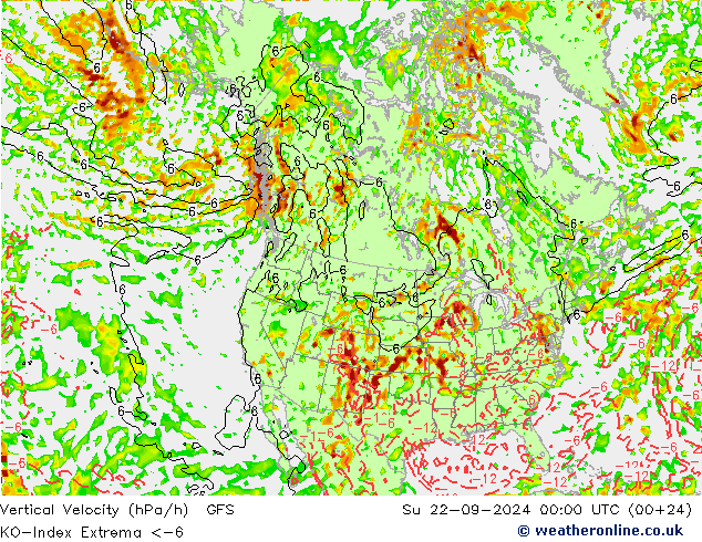 Konveksiyon - İndeks GFS Paz 22.09.2024 00 UTC