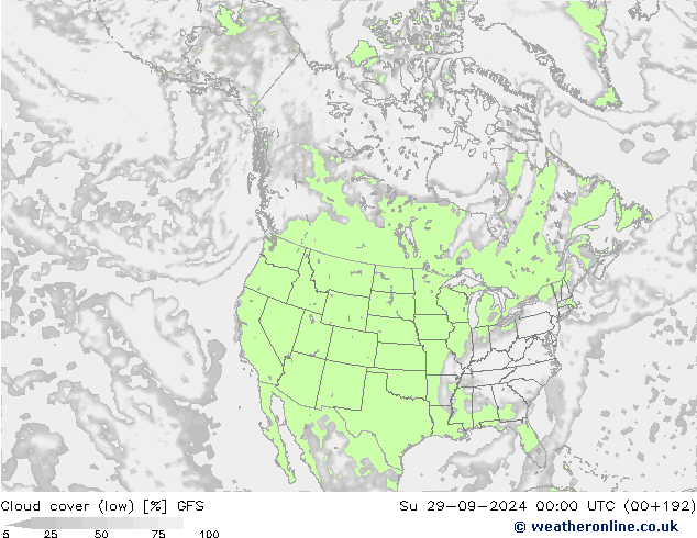 nízká oblaka GFS Ne 29.09.2024 00 UTC