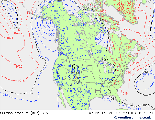 Surface pressure GFS We 25.09.2024 00 UTC