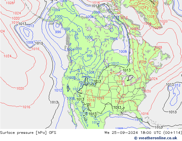 GFS: śro. 25.09.2024 18 UTC