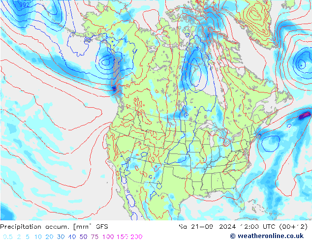 Precipitation accum. GFS Sa 21.09.2024 12 UTC