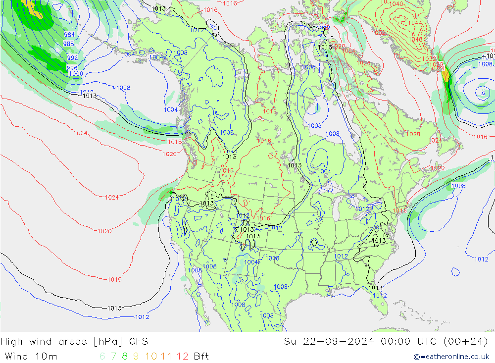 High wind areas GFS dim 22.09.2024 00 UTC