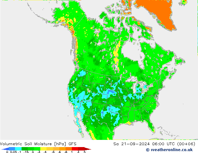 Volumetric Soil Moisture GFS 星期六 21.09.2024 06 UTC