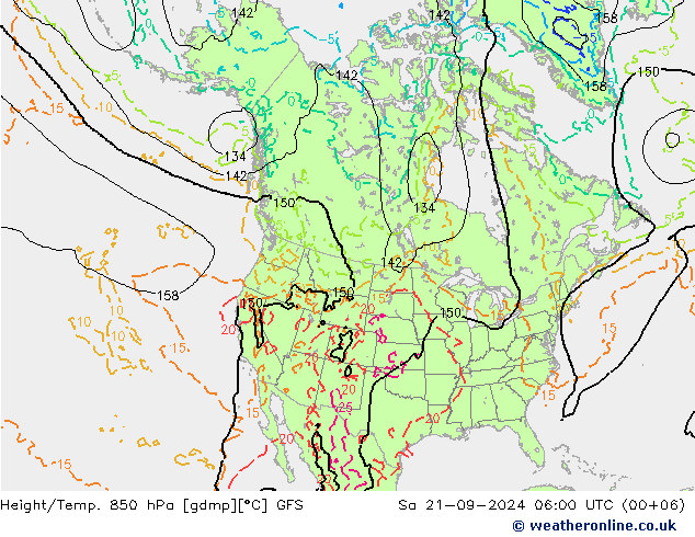 Height/Temp. 850 hPa GFS Sa 21.09.2024 06 UTC