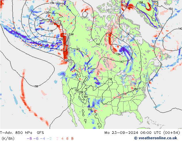 T-Adv. 850 hPa GFS Mo 23.09.2024 06 UTC