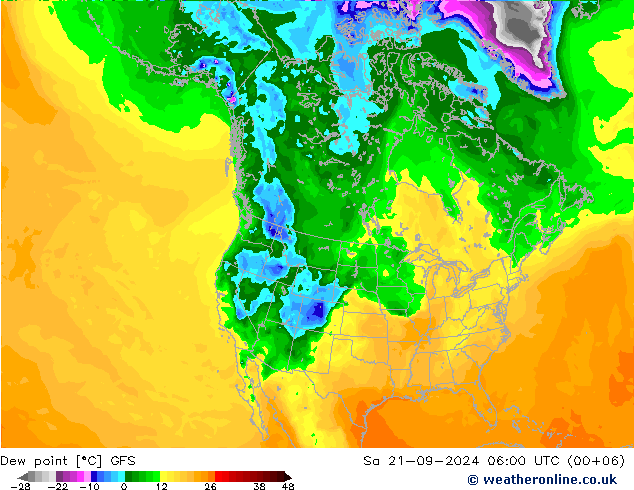 Taupunkt GFS Sa 21.09.2024 06 UTC