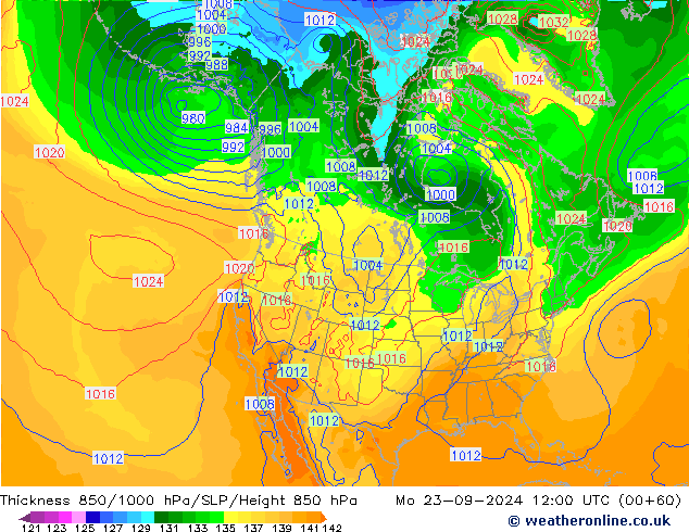 Thck 850-1000 hPa GFS Mo 23.09.2024 12 UTC