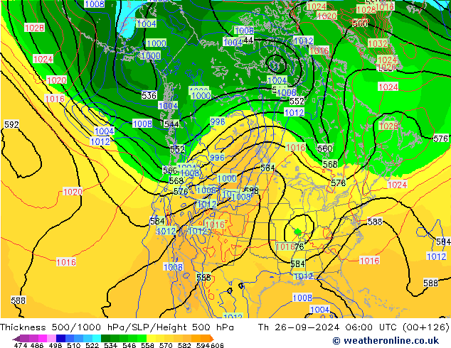 Thck 500-1000hPa GFS  26.09.2024 06 UTC