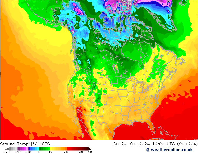 Temp. gruntu GFS nie. 29.09.2024 12 UTC