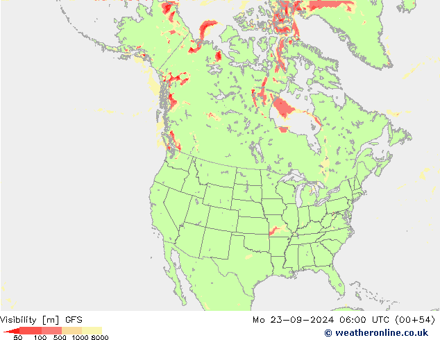 Dohlednost GFS Po 23.09.2024 06 UTC