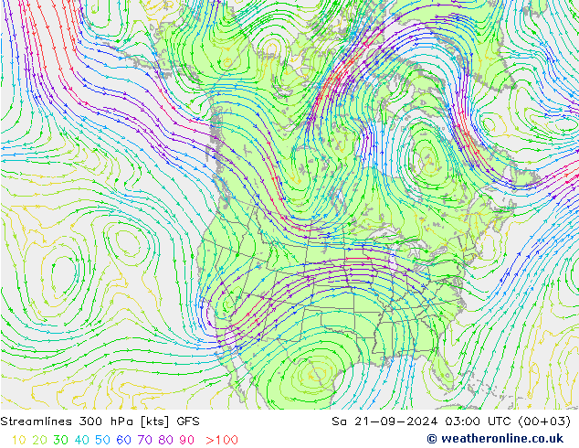 Streamlines 300 hPa GFS Sa 21.09.2024 03 UTC