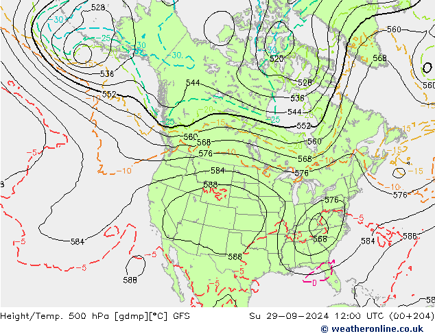 Height/Temp. 500 hPa GFS Su 29.09.2024 12 UTC